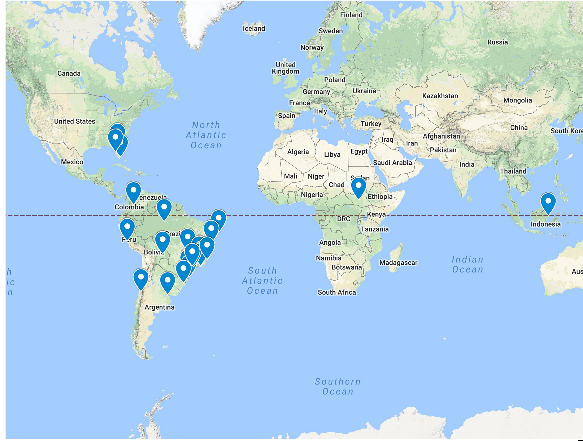 Lista de pontos de presença da Azion